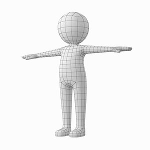 3D stylized stickman t-pose character model