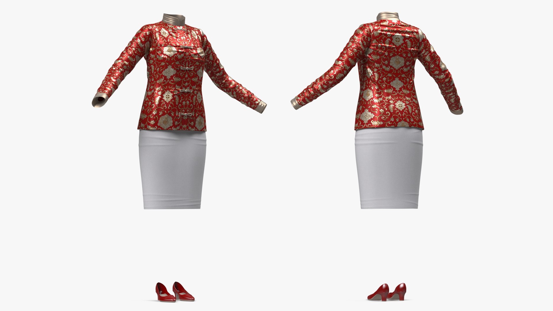3D Traditional Chinese Clothes For Women Model - TurboSquid 2084392