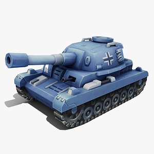 Hand-painted Q-version Tiger Tank 3D Model 3D