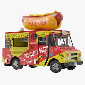 Hot Dog Truck Rigged 3D Model