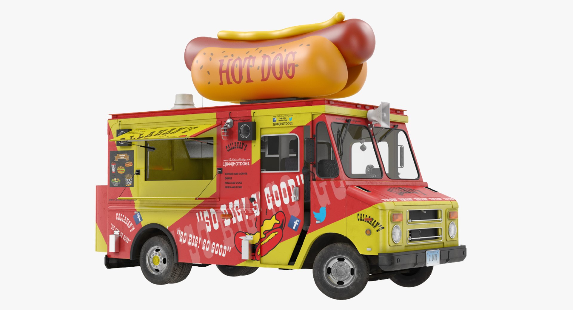 Hot Dog Truck Rigged 3D Model 3D model preview