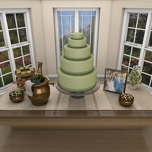 wedding dessert table 3D model