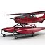 3d model cessna 172 red seaplane