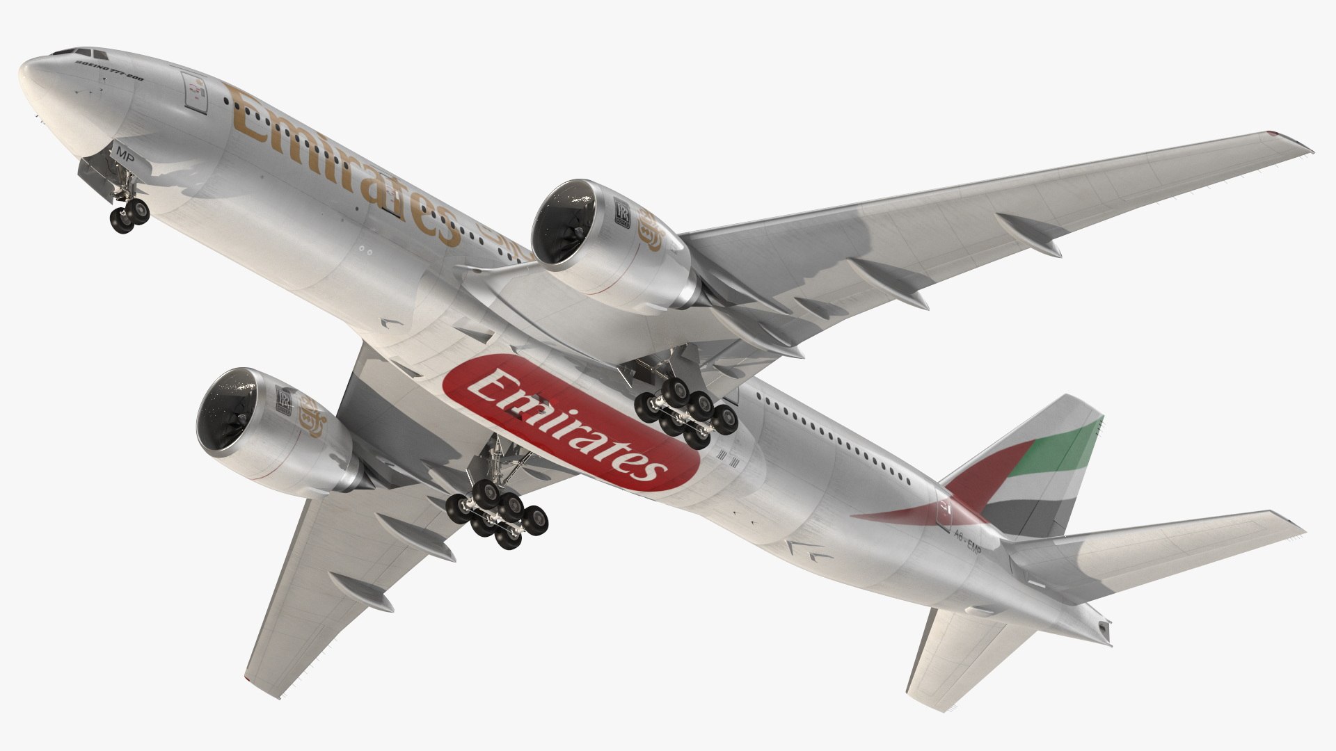 Boeing 777-200 Emirates Airlines Rigged 3D Model 3D model preview