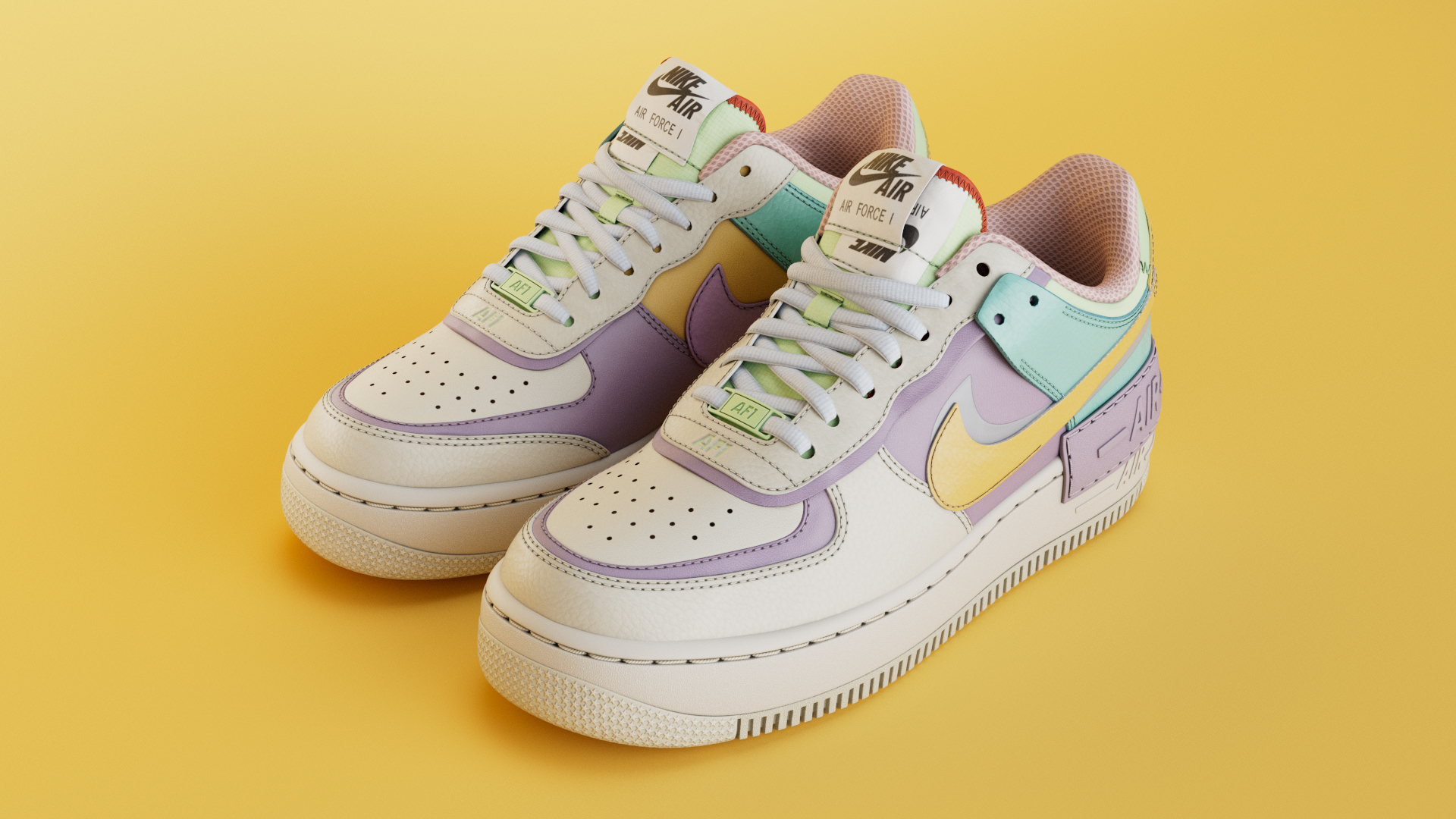 Nike Air Force 1 Shadow Pale Ivory 3D Model TurboSquid 2175759