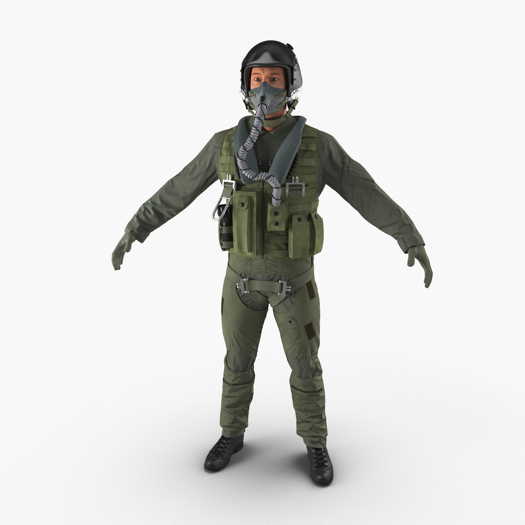 US Military Jet Fighter Pilot 3D model preview