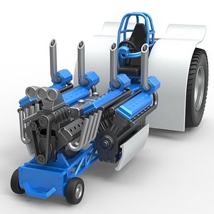 Diecast Pulling tractor with one V8 and two V12 engines Scale 1 to 25 3D model