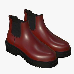 3D Leather Boots Women Red model