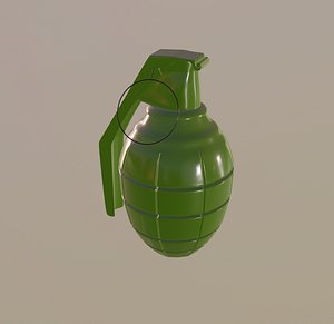 3D green hand grenade