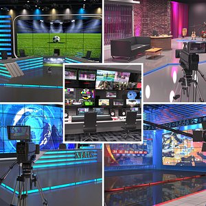 TV Studios and Control Room 3D model
