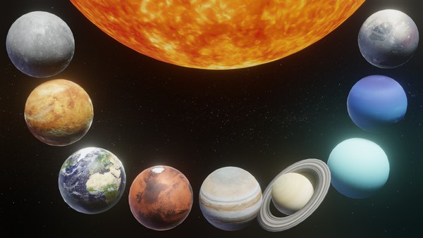 photorealistic solar planet moon 3D