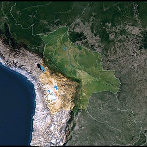 BOLIVIA Map - 32K Realistic Satellite Terrain - Elevation model