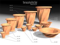Terracotta Pots Set - Tiered Scallop