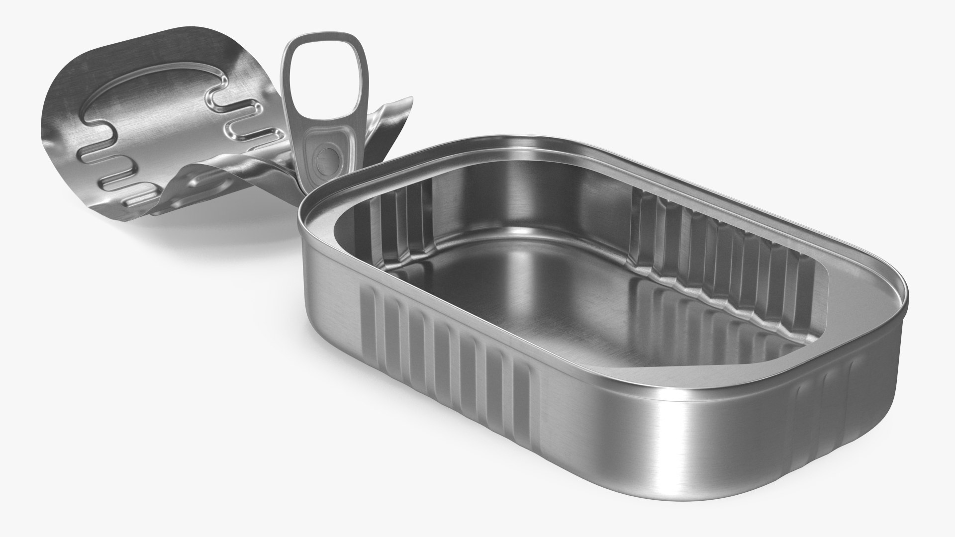 Open Rectangular Pull Ring Can 3D model preview