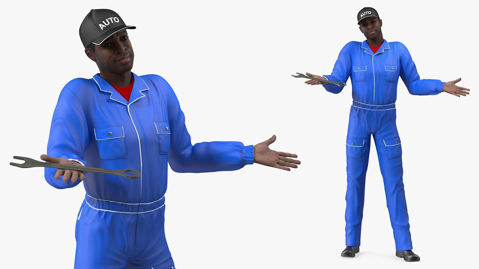 Dark Skin Black Auto Mechanic 3D model preview