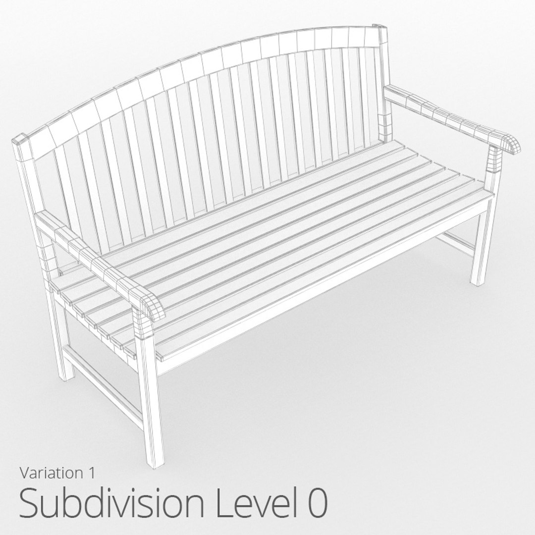 wood garden bench 3d model