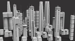 pack sci fi buildings 3D