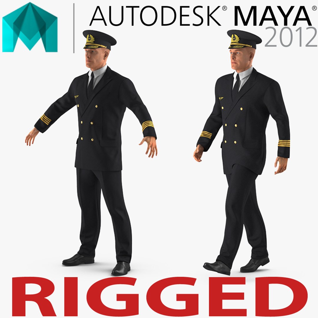 Airline Pilot Rigged for Maya 3D model preview