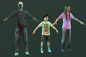zombie male female 3D model