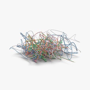 3d model of pile colorful plastic cables