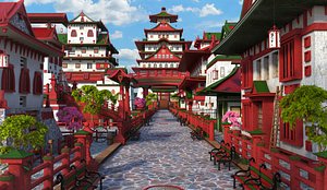 asia street 3D model