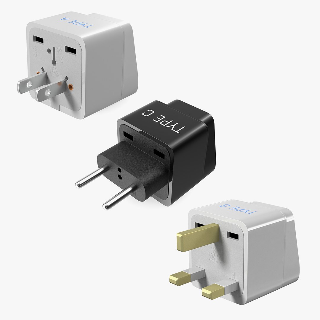Electrical Plug Adapters Collection 3D model preview