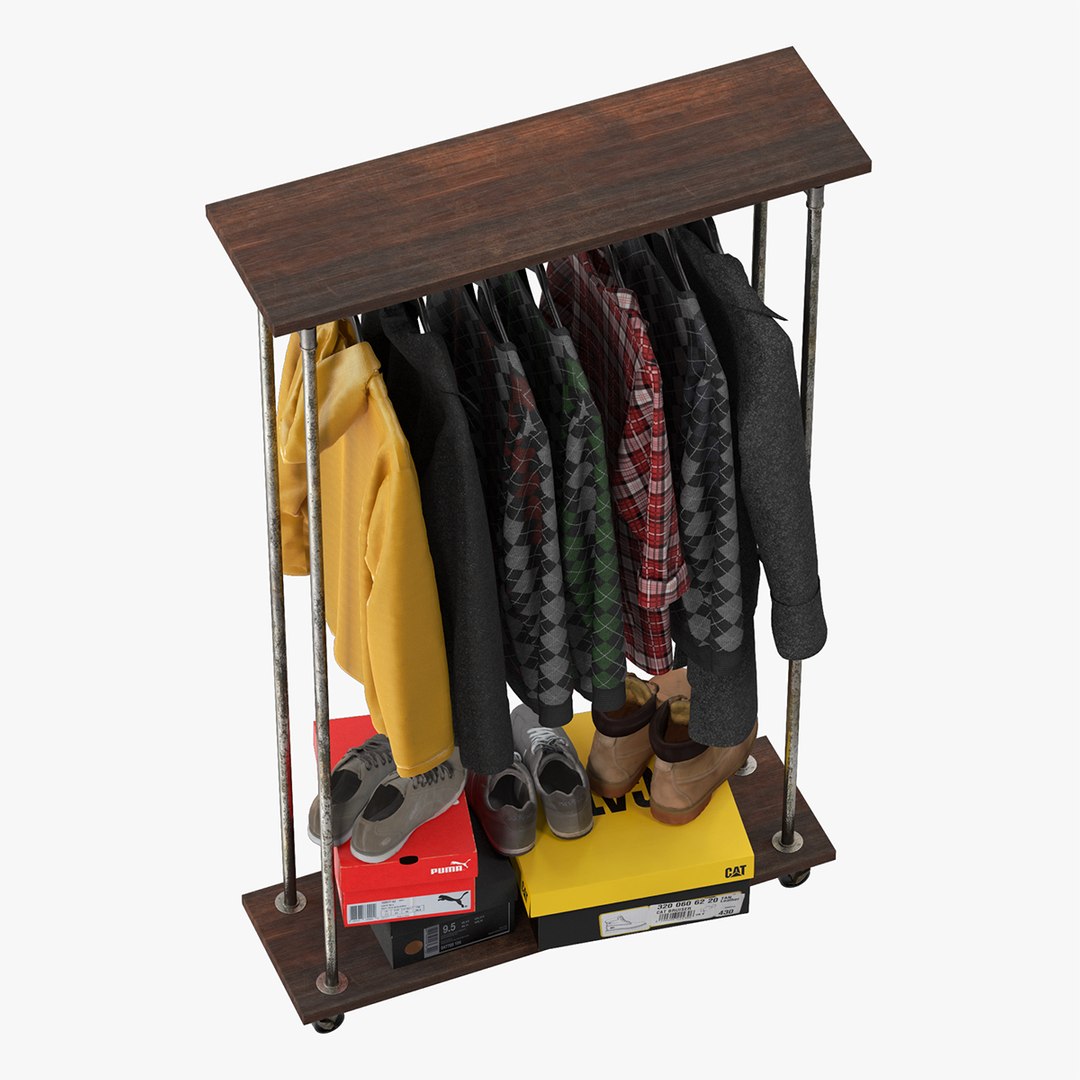 3D Industrial Clothes Rail Rack Model - TurboSquid 1189152