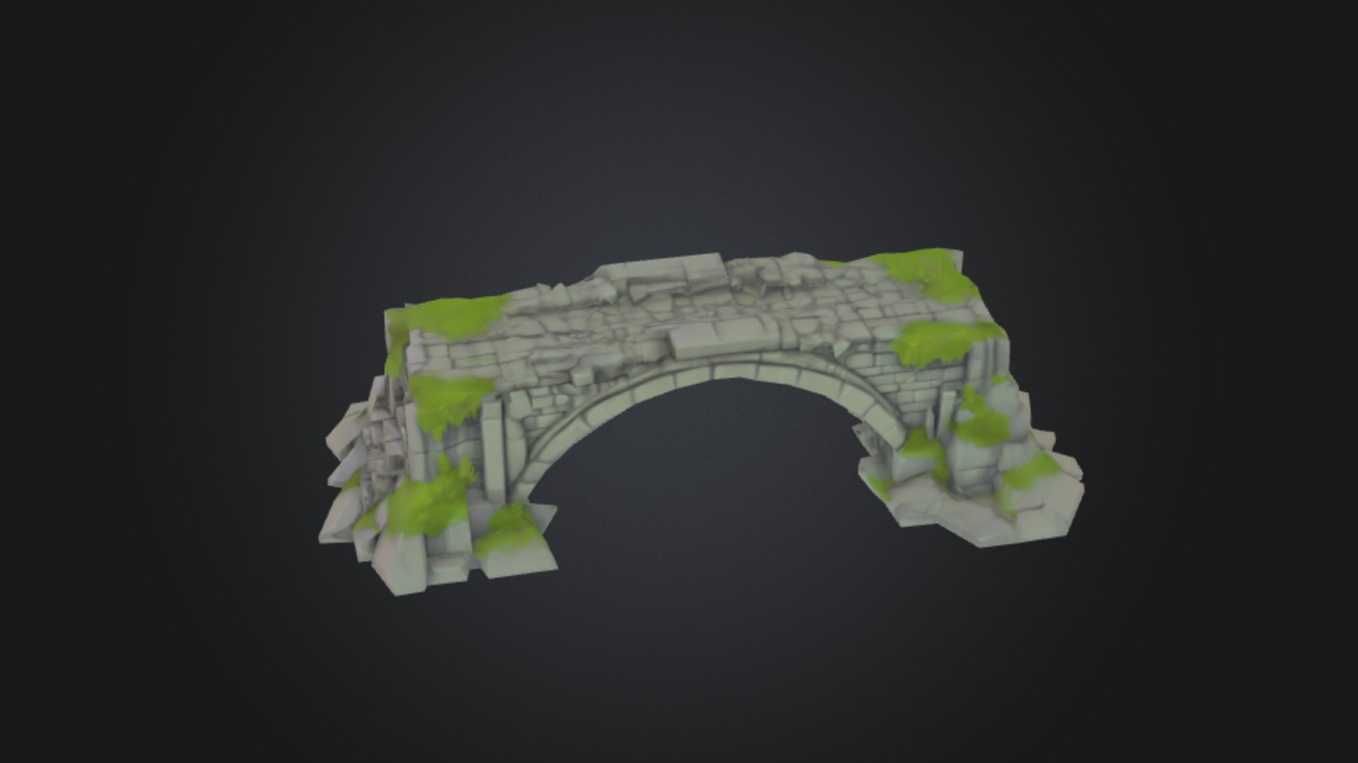 Stylized Stone Bridge With Moss - Game Ready 3K Tris FBX OBJ BLEND 3D ...