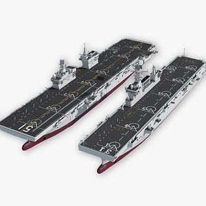 PLAN Type 075 and Type 076 amphibious assault ships Hainan and Sichuan 3D model
