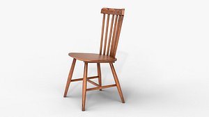 Classic Wooden Dining Chair 3D Model High Quality Realistic