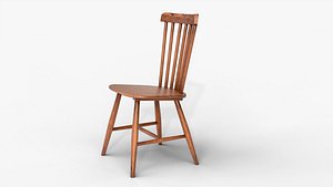 Classic Wooden Dining Chair 3D Model  High Quality  Realistic