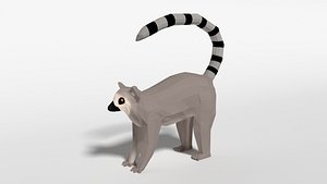 Low Poly Cartoon Ring Tailed Lemur