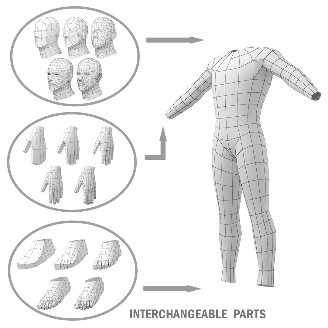 Hero Male In A-Pose In 5 Topologies 3D Model - TurboSquid 2212923