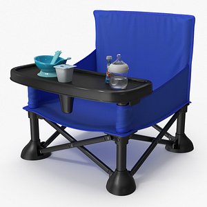 3D Blue Portable Booster Chair with Child Food