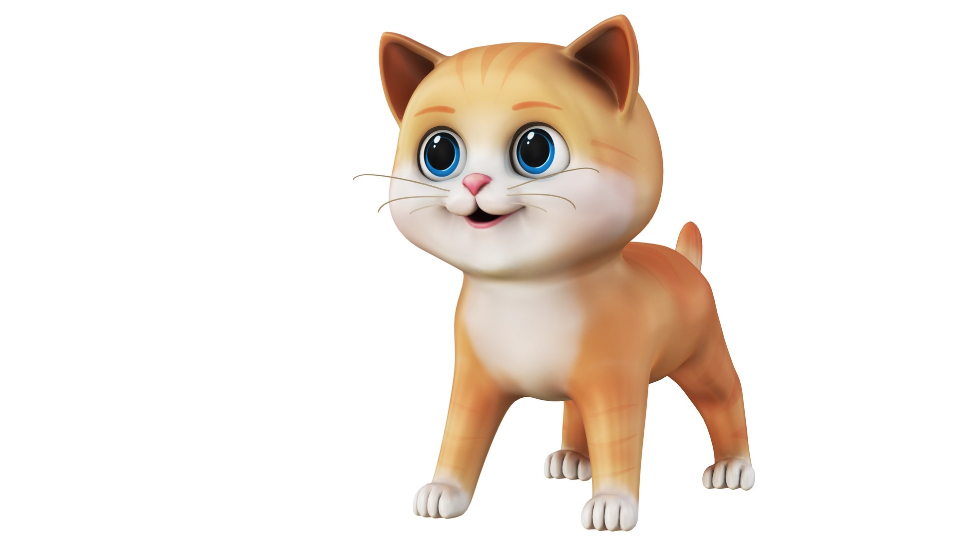 3D Cartoon Cat Yellow Model - TurboSquid 2289273