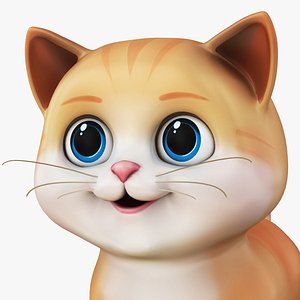 3D Cartoon Cat Yellow model