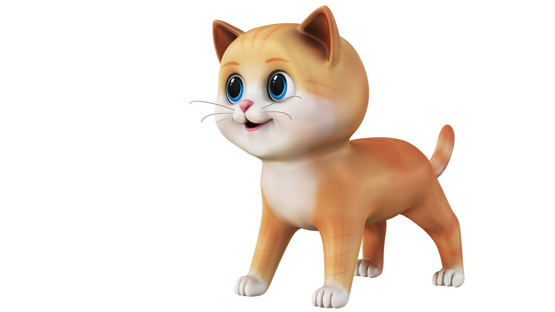 3D Cartoon Cat Yellow Model - TurboSquid 2289273