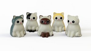 3D Rubber toy cats model