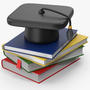 Cartoony Graduation Hat And Books