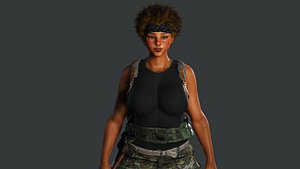 AAA 3D REALISTIC CHARACTER - AFRICAN GIRL SURVIVOR APOCALYPTIC 5 3D model