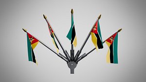 Wall Mount Flags 5 Of Mozambique 3D model