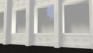 3d store windows sidewalk model