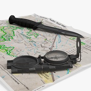 Survival Gear Set with Compass Knife and Trail Map