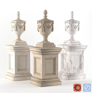3D vase classical decoration facade model