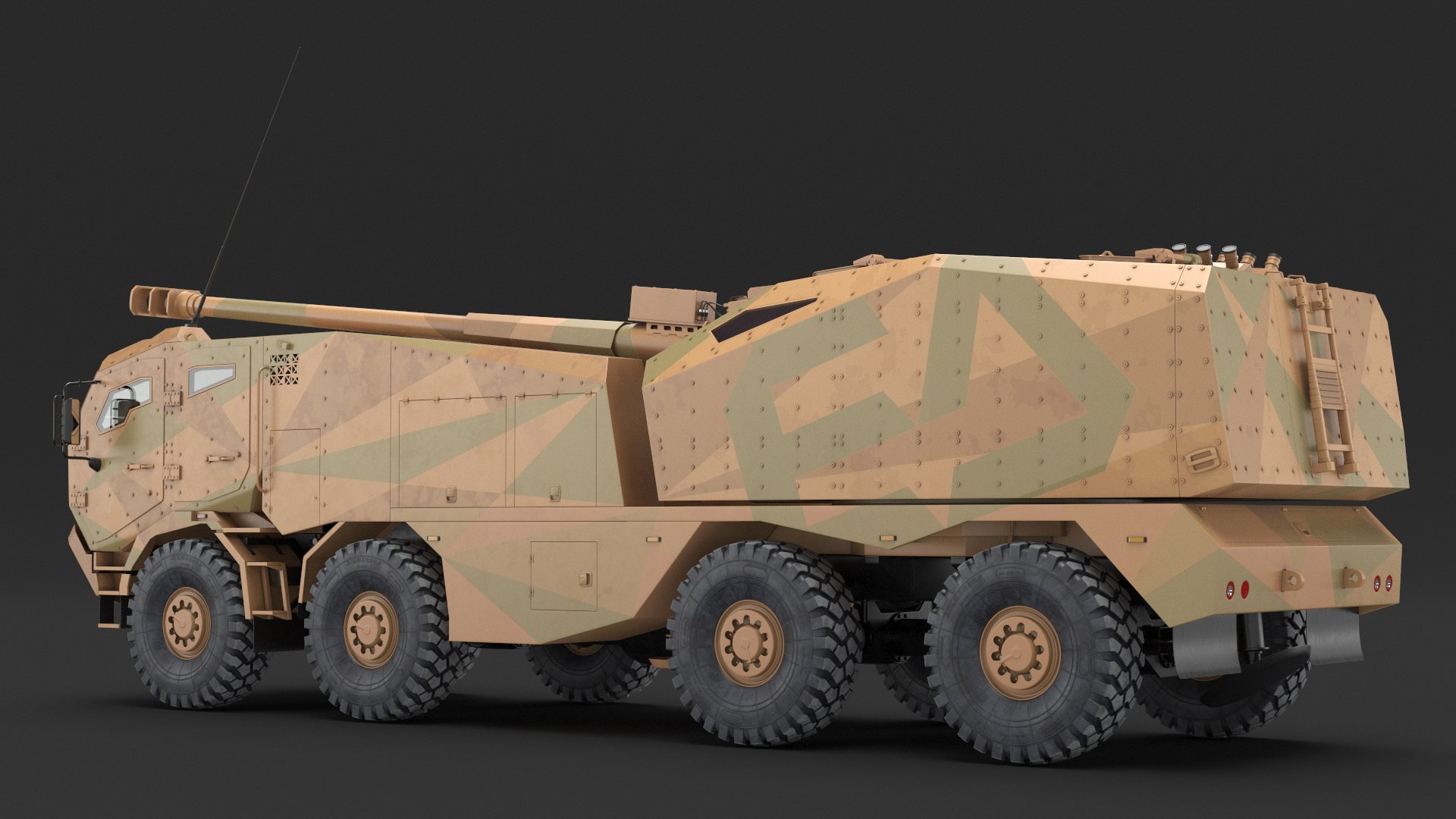 Wheeled Armored Howitzer In Desert Camouflage Model - TurboSquid 2296405