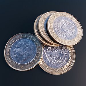 3D Turkish lira coin
