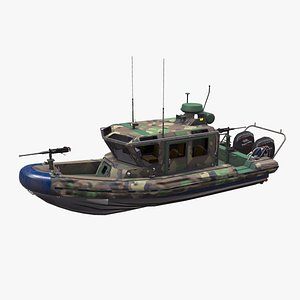 3D Patrol Boat Low-poly PBR model