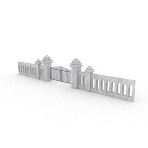 Elegant Temple-Inspired Gate  Fence Low Poly 3D Model model