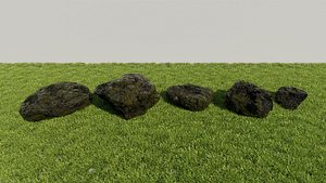 3D mossy rocks