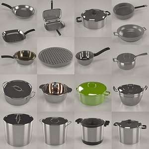 3d pots pans model